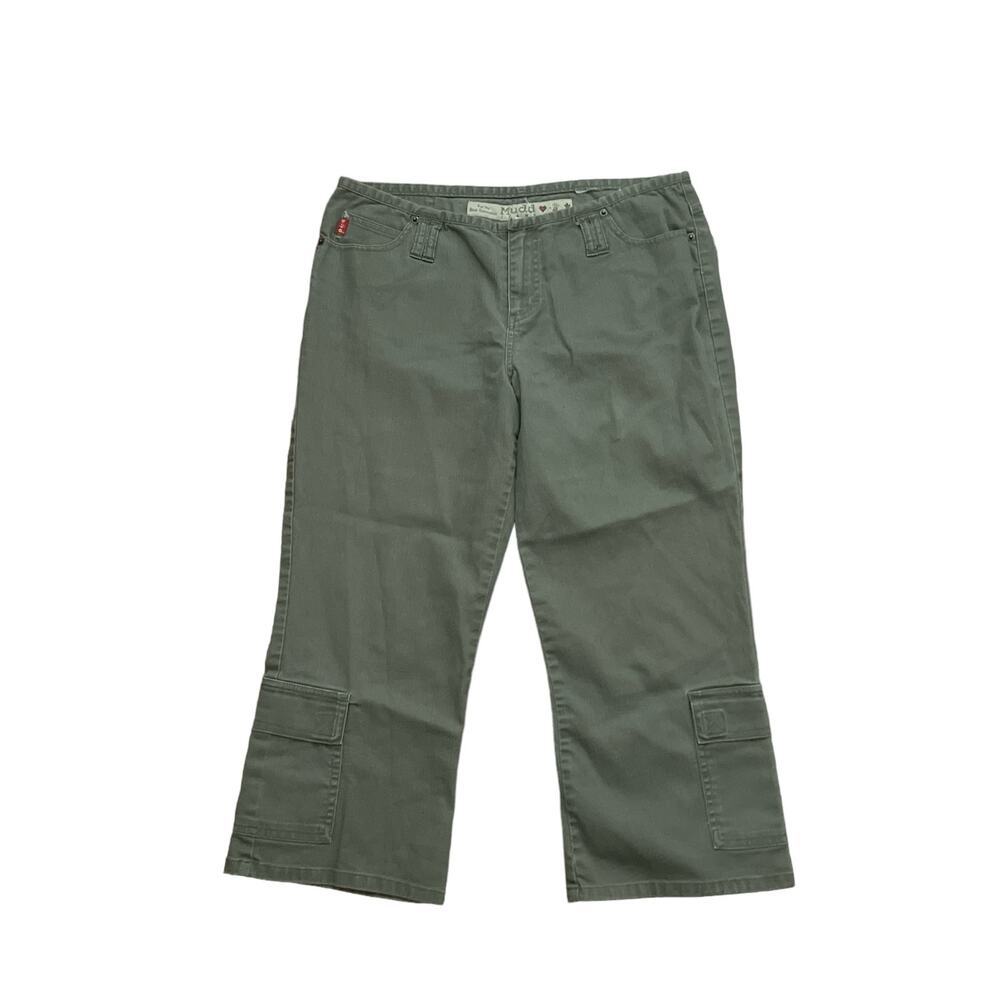 y2k 2000s Vintage M.U.D.D. Khaki Green Cropped Cargo Capri Pants Size Large